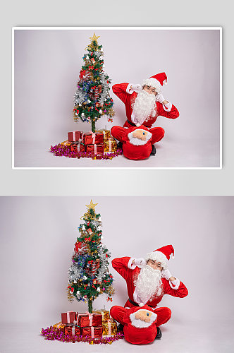 圣诞氛围可爱圣诞老人坐姿人物摄影图