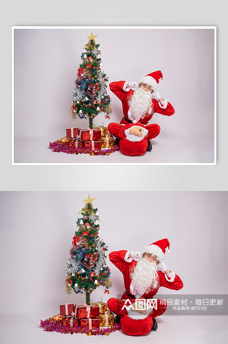 圣诞氛围可爱圣诞老人坐姿人物摄影图素材
