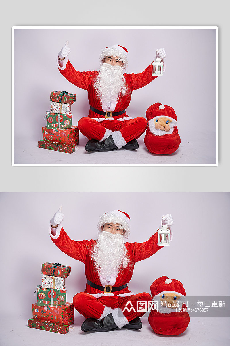 圣诞节圣诞老人提灯人物摄影图素材