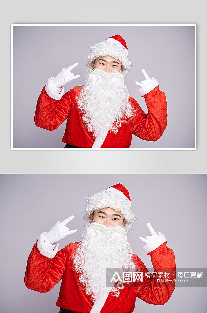 圣诞节圣诞老人炫酷手势人物摄影图素材