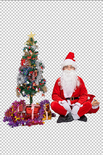 免抠png圣诞老人坐姿人物摄影图