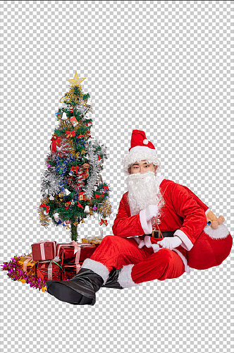 免抠png圣诞老人坐着背礼物人物摄影图