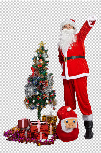 免抠png圣诞老人站着指路人物摄影图