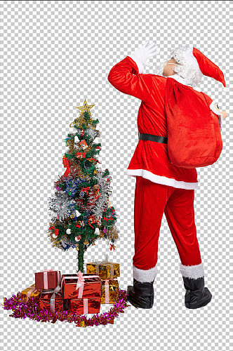 免抠png圣诞老人站着呼唤背影摄影图