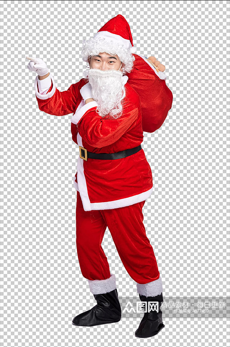 免抠png圣诞老人站着背礼物摄影图素材