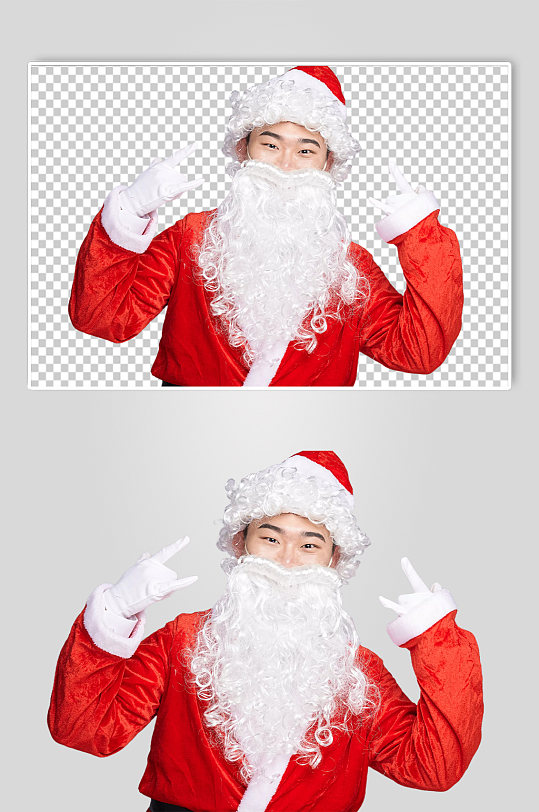 免抠png圣诞老人炫酷手势摄影图
