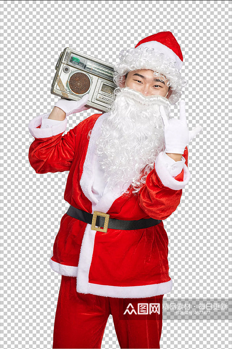 免抠png圣诞老人肩扛音箱摄影图素材