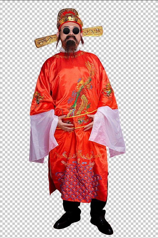 免抠png国潮新年财神爷戴墨镜摄影图