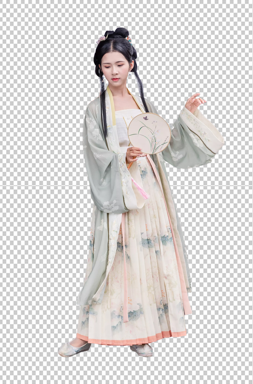 古风汉服女性人物手拿团扇免抠png摄影图素材