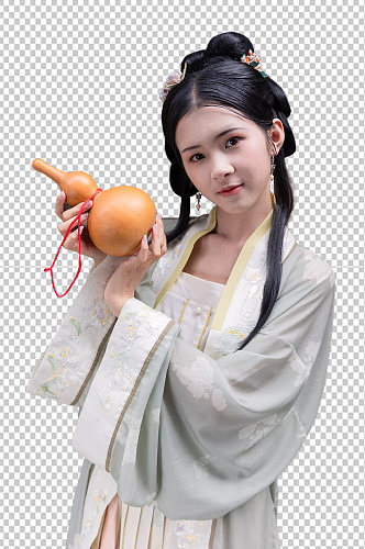 古装汉服女性人物手拿葫芦免抠png摄影图