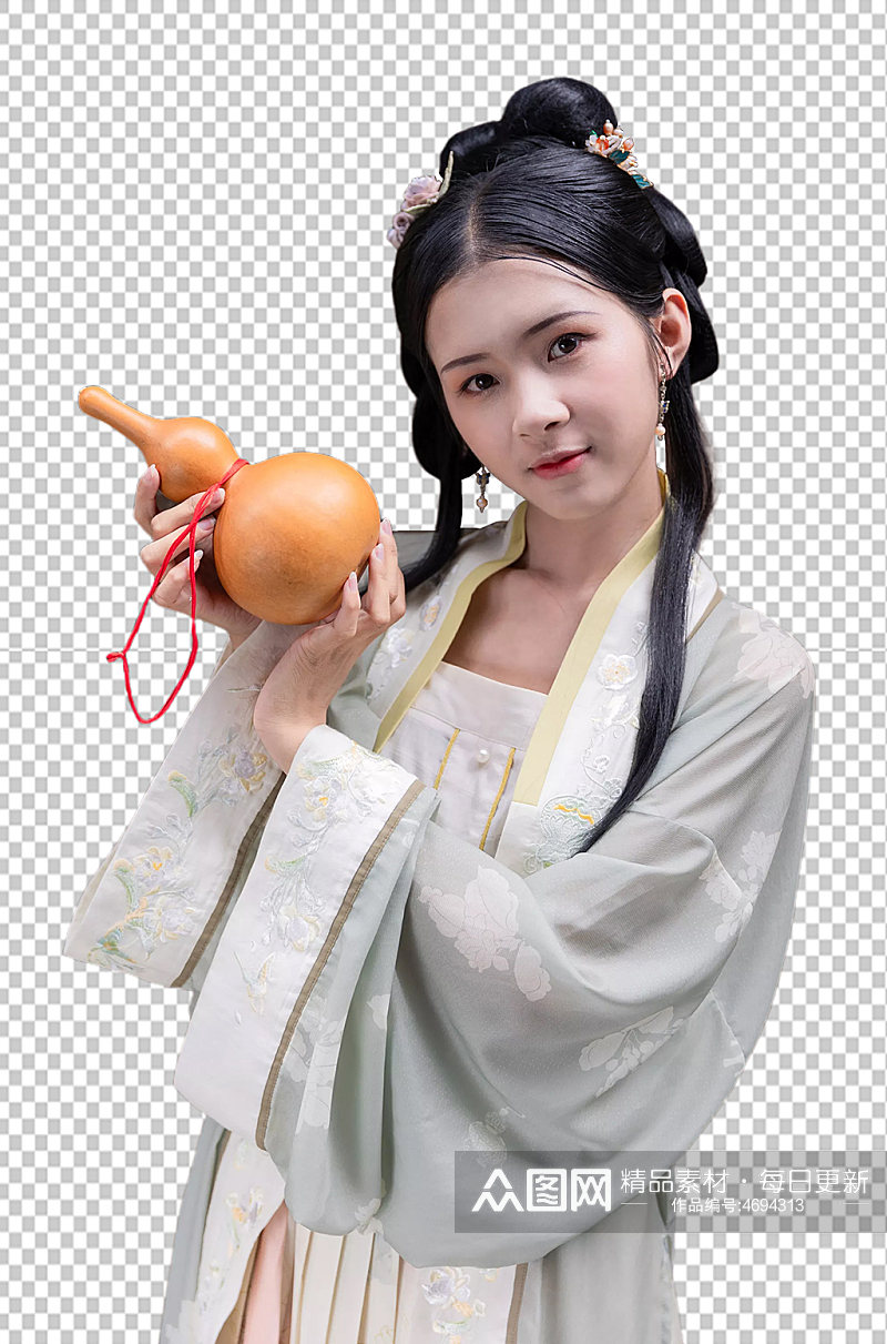 古装汉服女性人物手拿葫芦免抠png摄影图素材