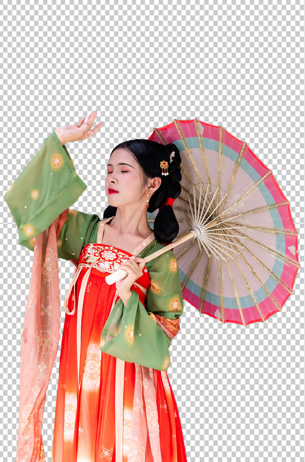 古装免抠汉服女性人物油纸伞png摄影图