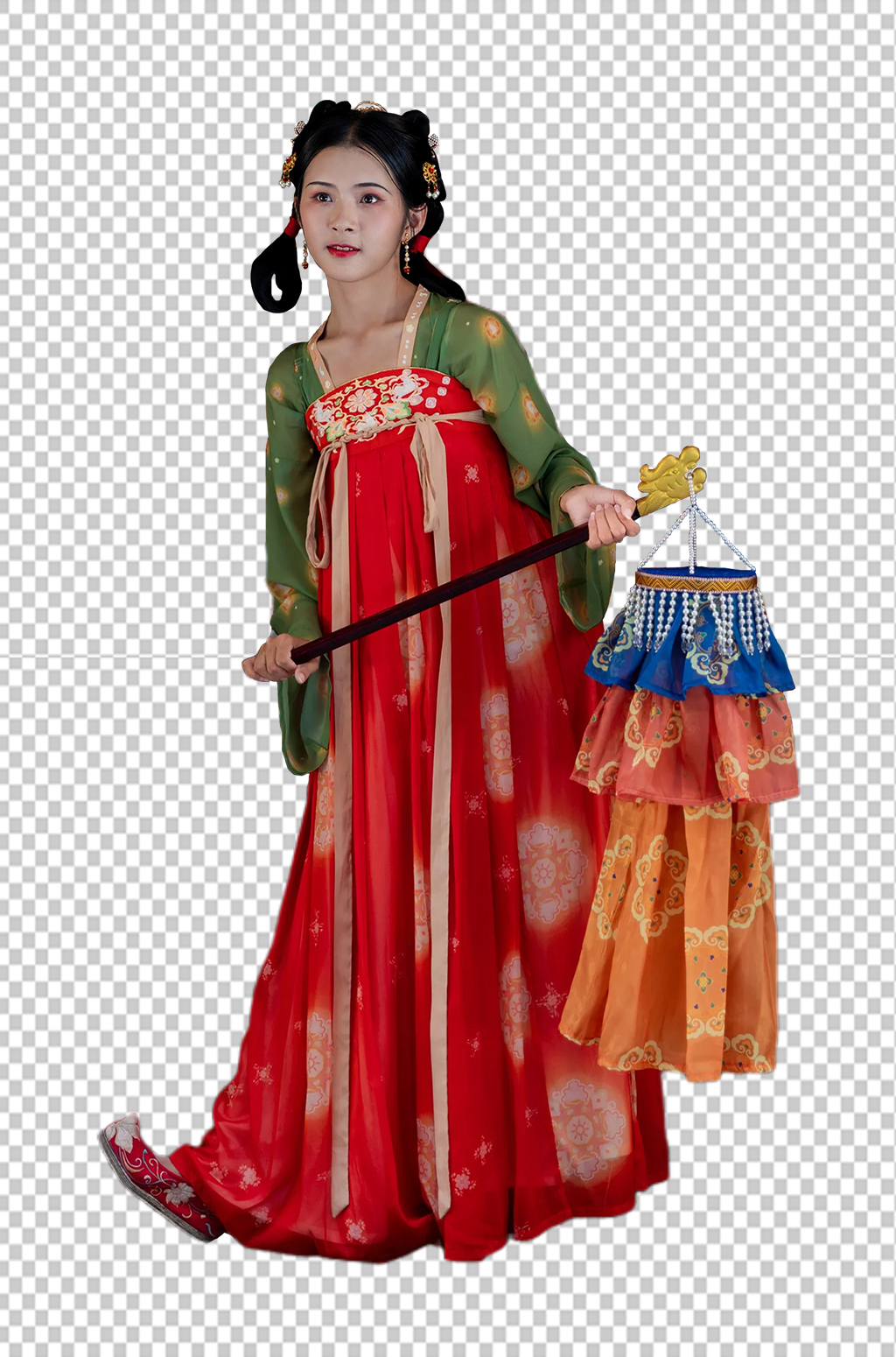 唐制汉服女性人物手提绛纱灯png摄影图素材