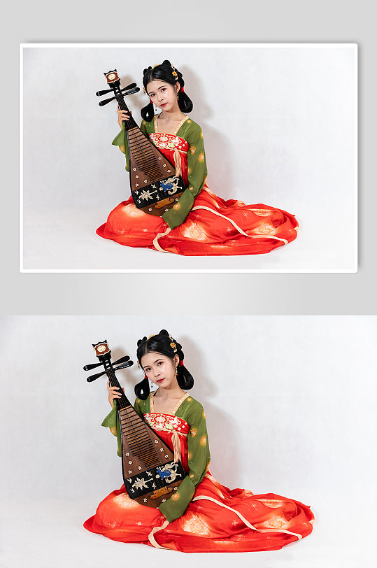 唐宫夜宴汉服女性人物琵琶乐器精修摄影图