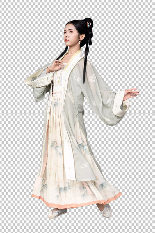 优雅宋制汉服女性人物舞蹈免抠png摄影图