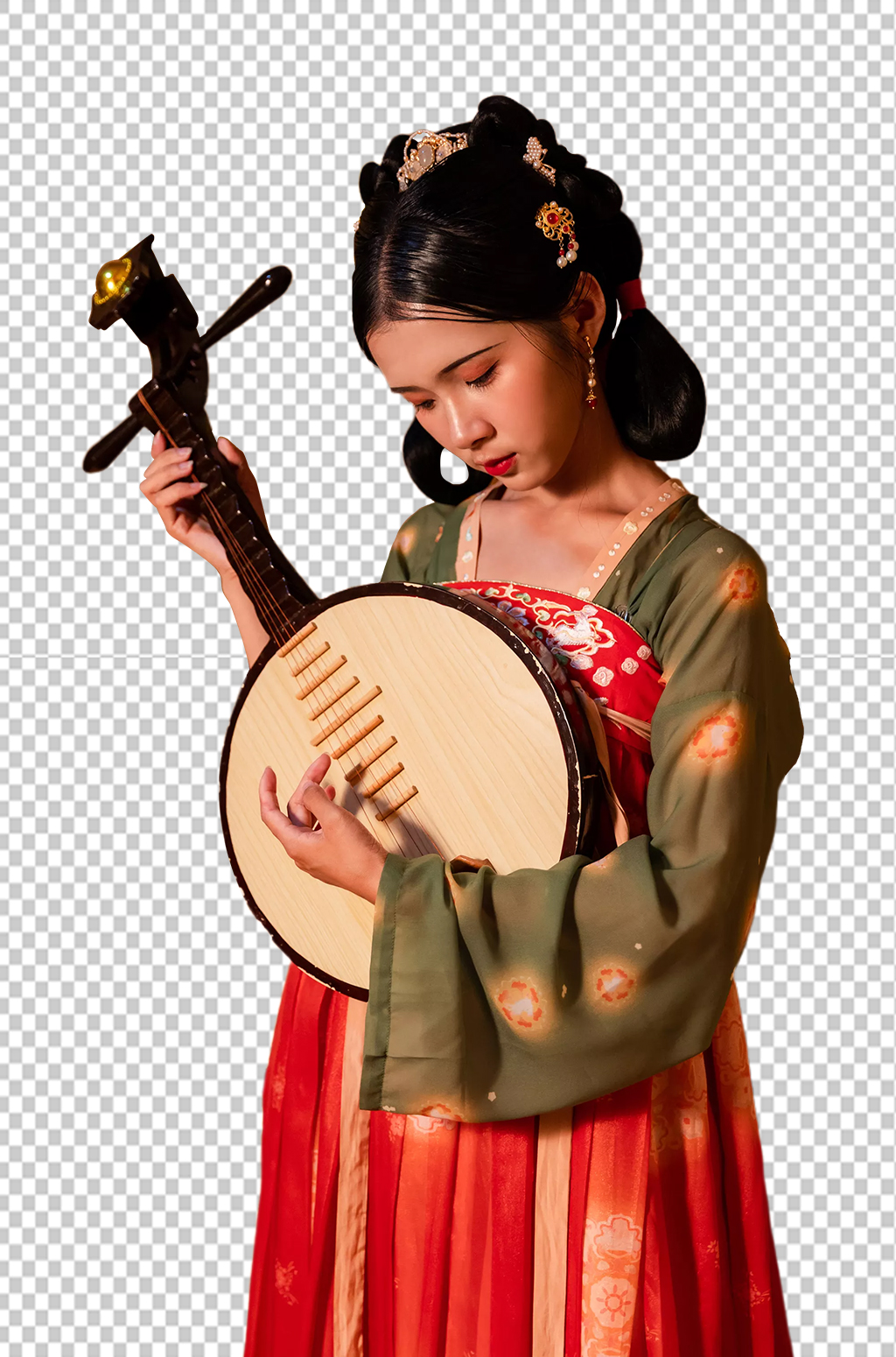 国风古装汉服女性人物月琴免抠png摄影图素材