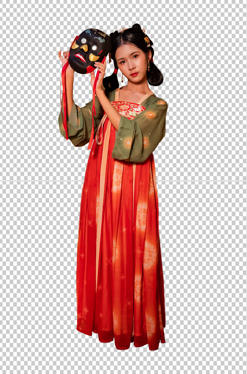 古风仕女汉服女性人物面具免抠png摄影图素材
