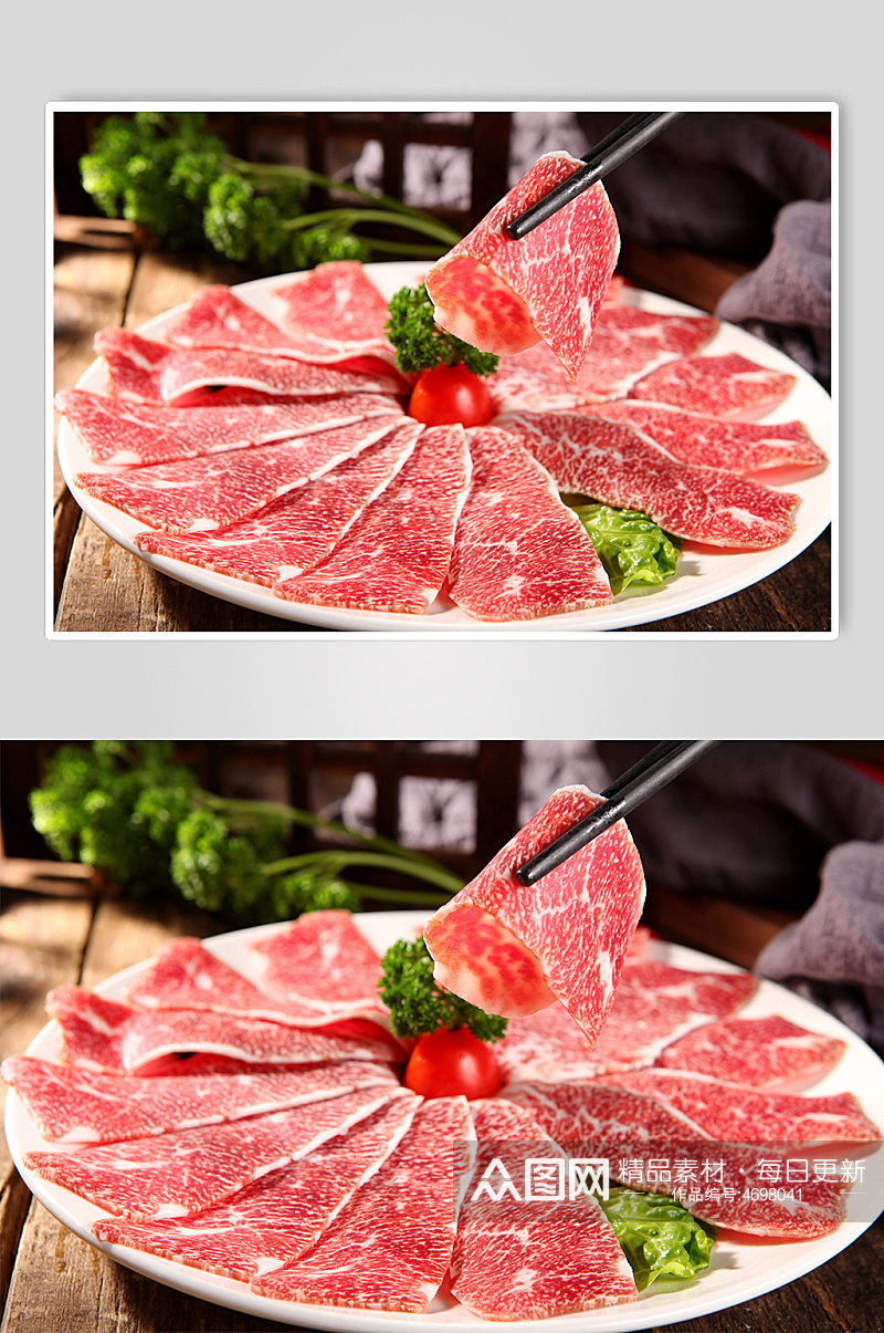 美味黑牛胸涮火锅美食菜品摄影图片素材