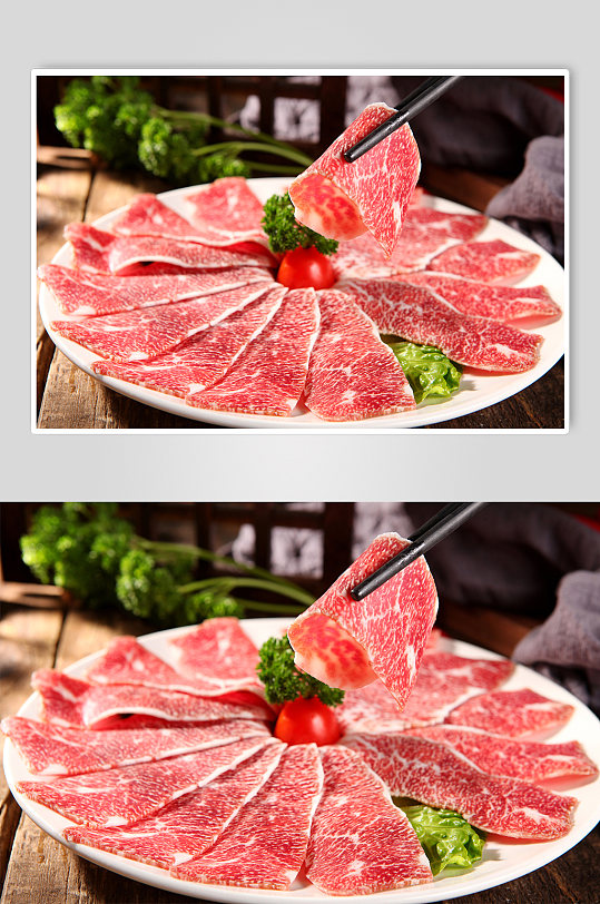 美味黑牛胸涮火锅美食菜品摄影图片