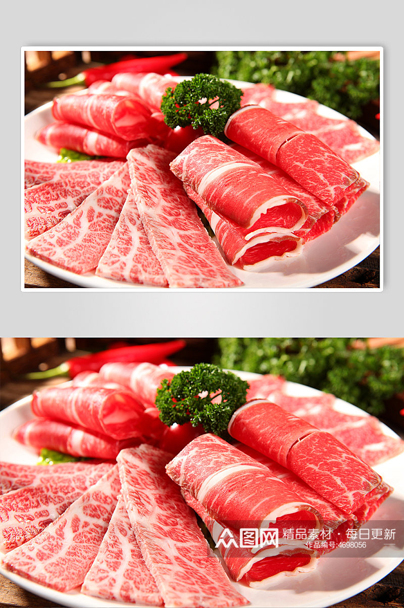 牛肉例拼盘火锅美食菜品摄影图片素材