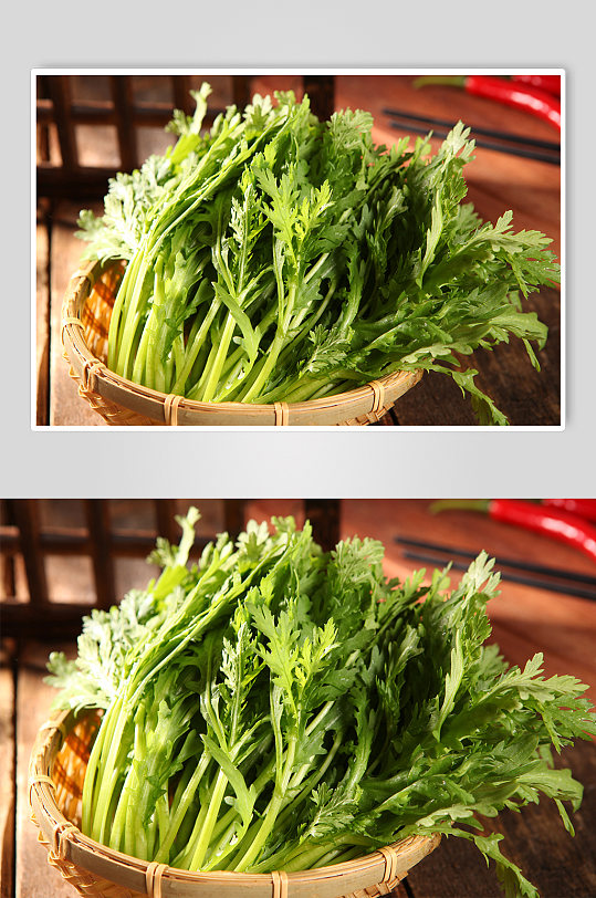 茼蒿菜火锅美食菜品摄影图片