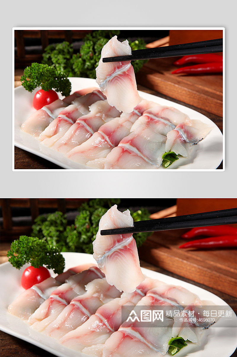鲜活黑鱼片火锅美食菜品摄影图片素材