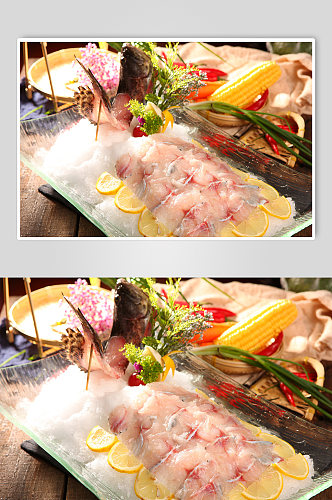 鲜活老虎斑火锅美食菜品摄影图片