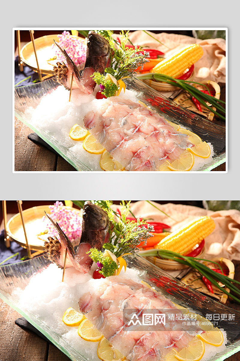 鲜活老虎斑火锅美食菜品摄影图片素材