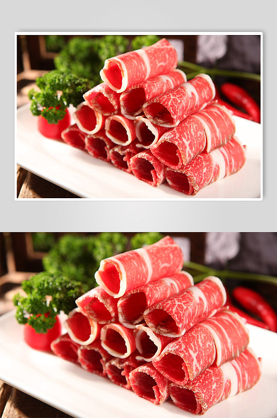 雪龙黑牛眼肉火锅美食菜品摄影图片