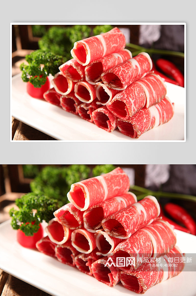 雪龙黑牛眼肉火锅美食菜品摄影图片素材