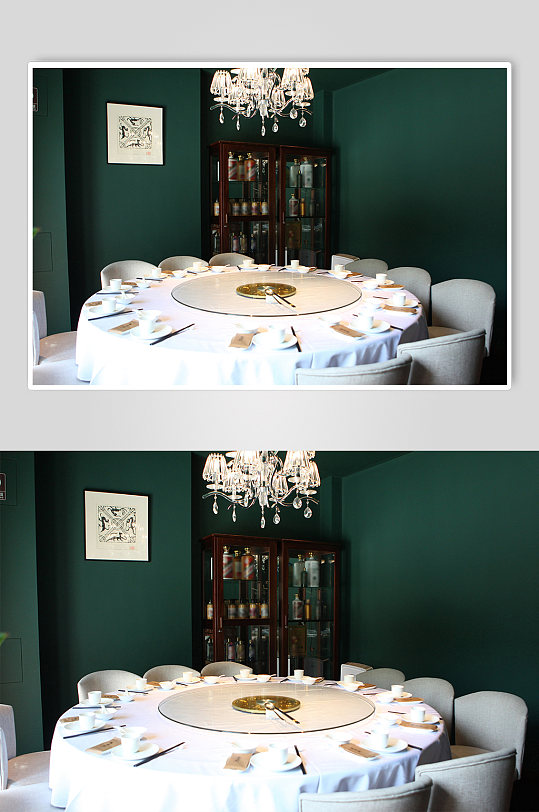 复古绿色高端餐饮店商业餐厅摄影图片-众图网