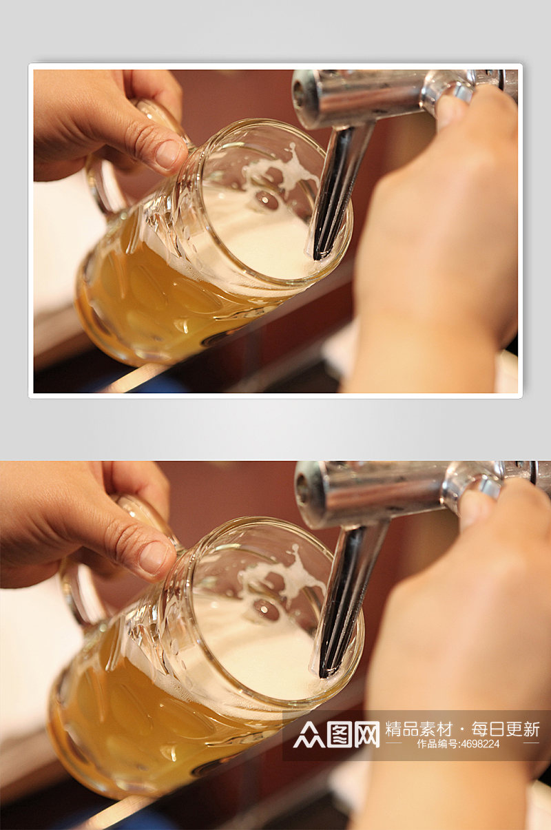 酒桶酒吧装满啤酒杯餐厅摄影图片素材