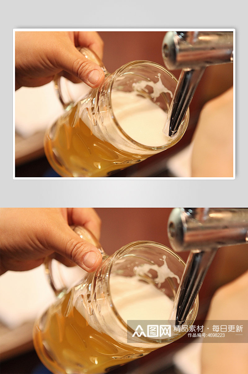 酒吧吧台酒桶装满啤酒杯子餐厅摄影图片素材
