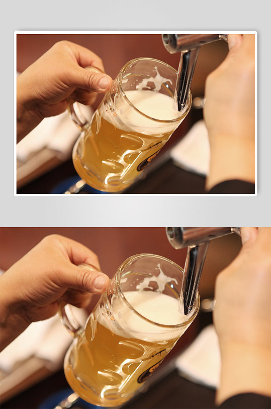酒吧吧台酒柱装满啤酒杯子餐厅摄影图片