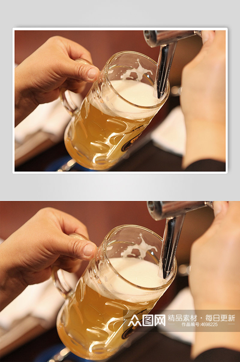 酒吧吧台酒柱装满啤酒杯子餐厅摄影图片素材