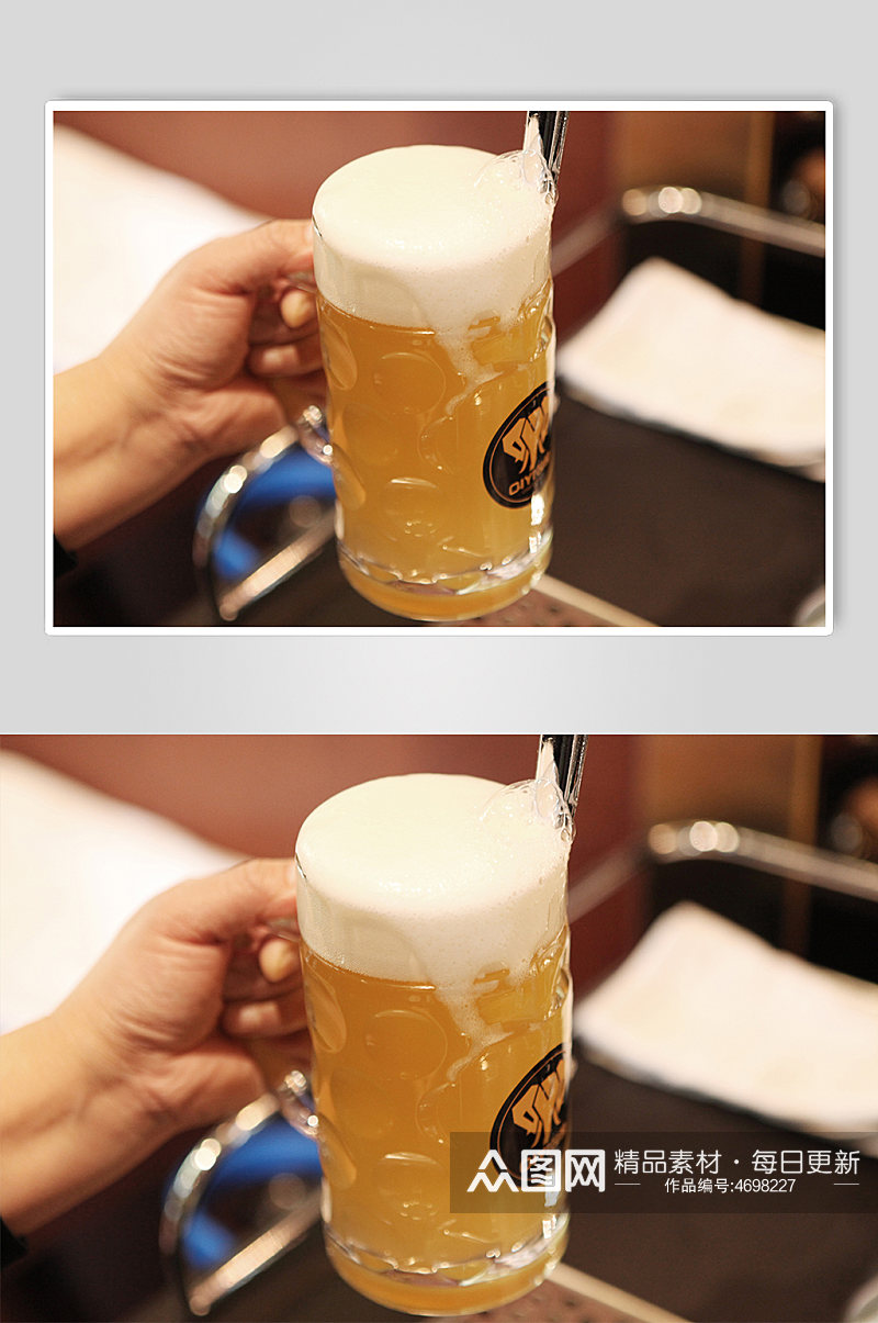 酒吧酒柱酒具装满啤酒杯子餐厅摄影图片素材