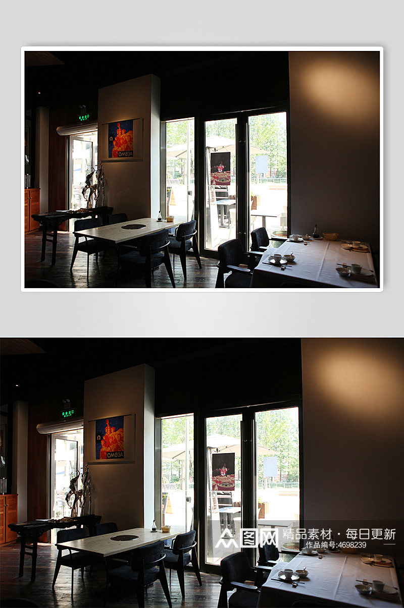 高端黑色餐饮店商业餐厅摄影图片素材