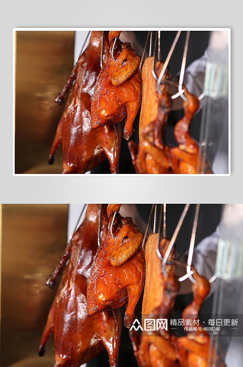 特色风味脆皮烤鸭美食菜品摄影图片素材
