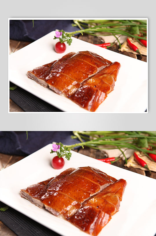 切片香脆烤鸭北京烤鸭美食菜品摄影图片