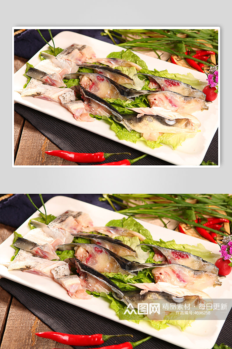新鲜当日打捞大头鱼火锅美食菜品摄影图片素材