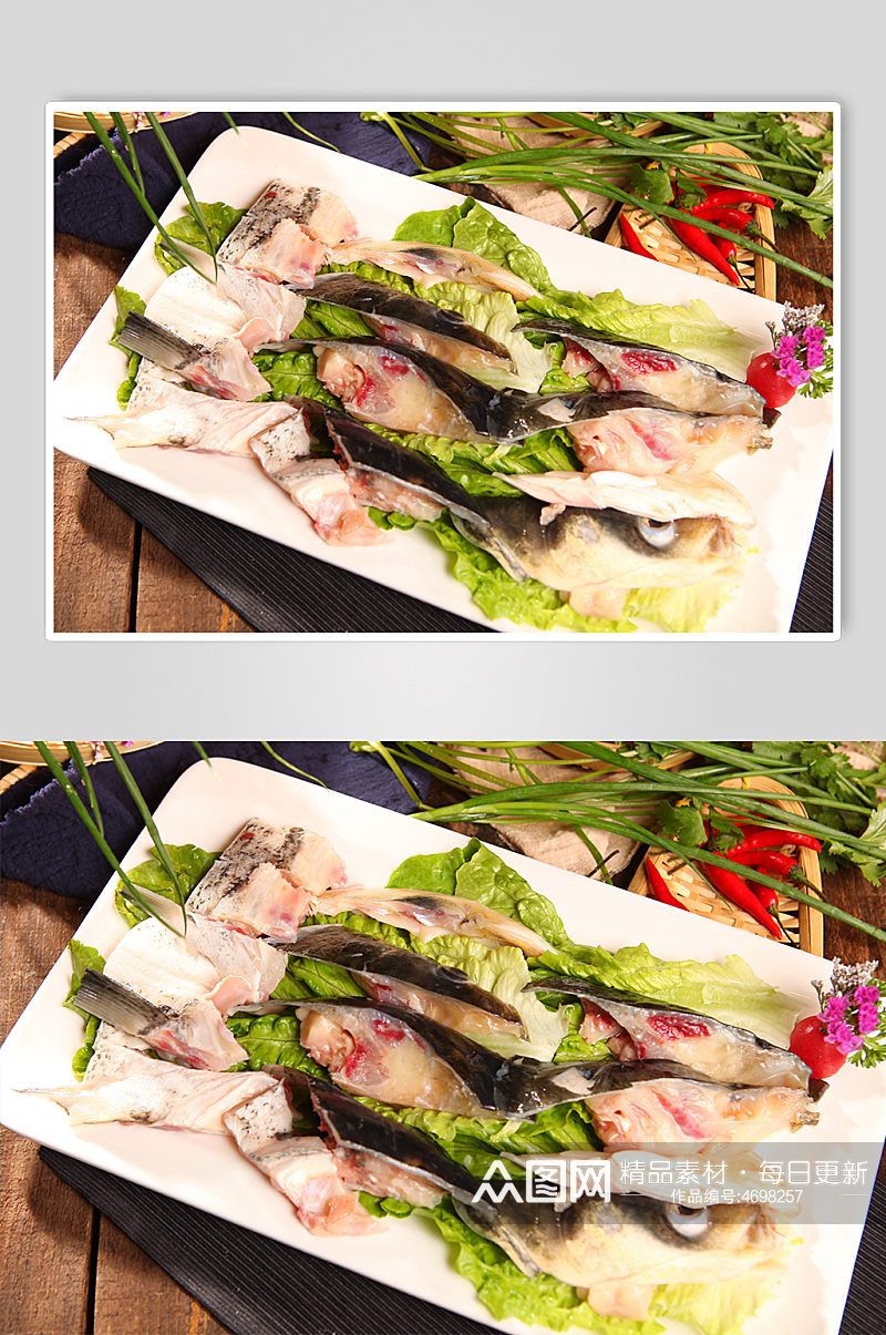 鲜美当日打捞大头鱼火锅美食菜品摄影图片素材
