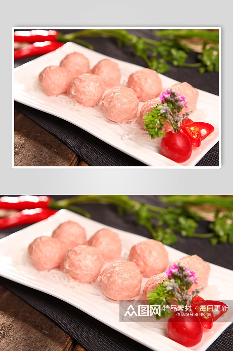手工猪肉丸火锅美食菜品摄影图片素材