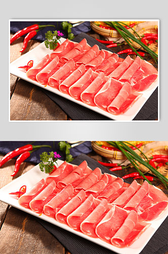 牛肉肥牛卷火锅美食菜品摄影图片