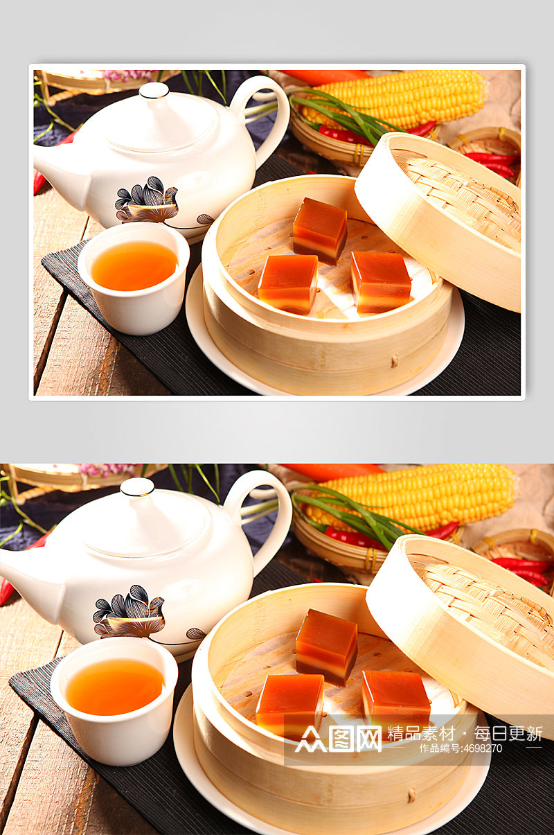 广式早茶点心枣皇糕美食菜品摄影图片素材