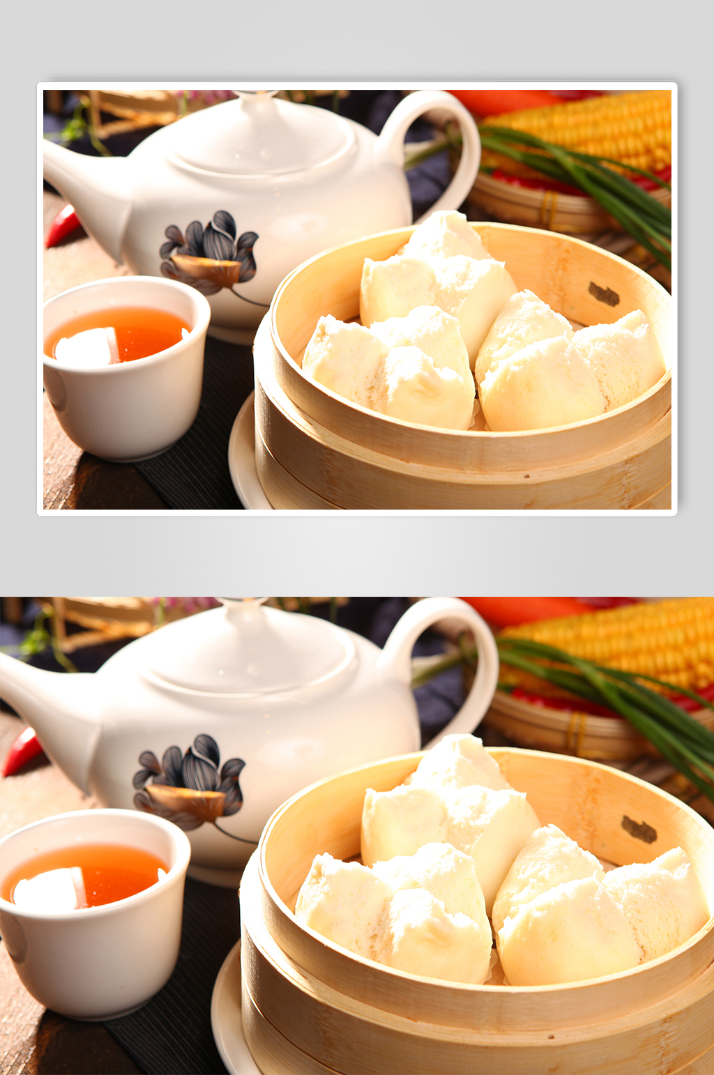 广式早茶大叉烧包美食菜品摄影图片素材