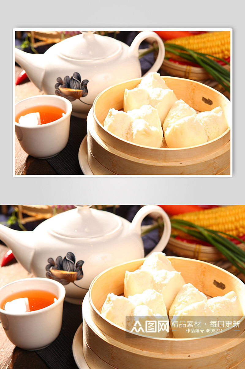广式早茶大叉烧包美食菜品摄影图片素材