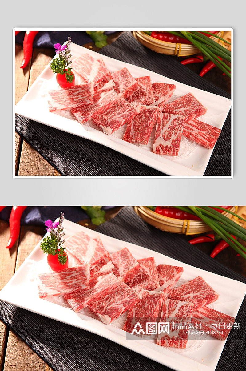 至尊雪龙和牛肉火锅美食菜品摄影图片素材