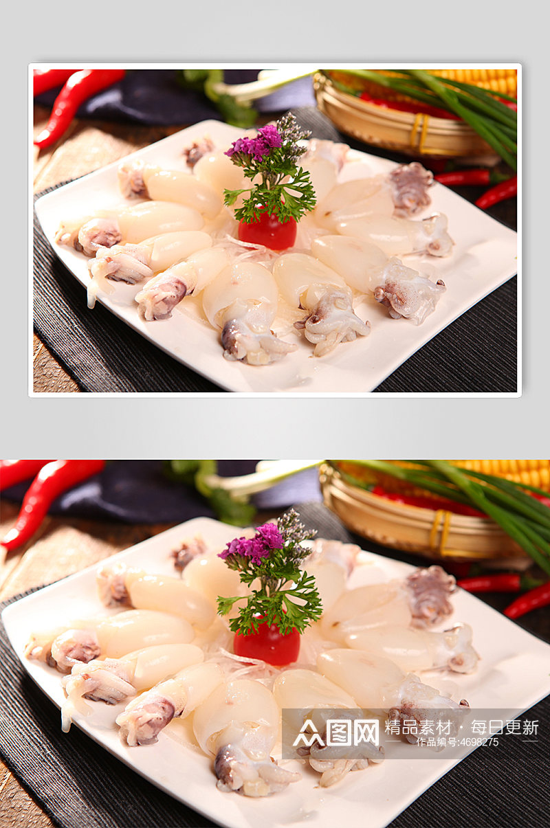 美味鲜鱿鱼火锅美食菜品摄影图片素材