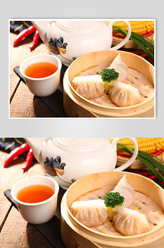 港式早茶水晶饺子点心美食菜品摄影图片