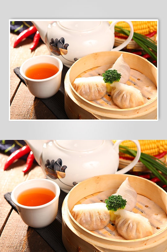 港式早茶水晶饺子点心美食菜品摄影图片